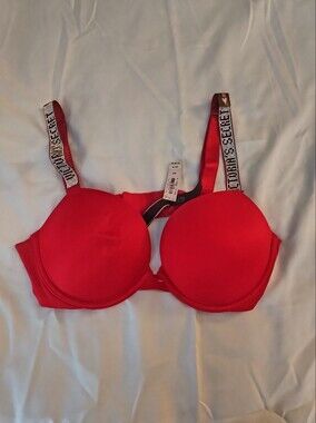Victoria's Secret Red Padded Bra with Embellished Strap